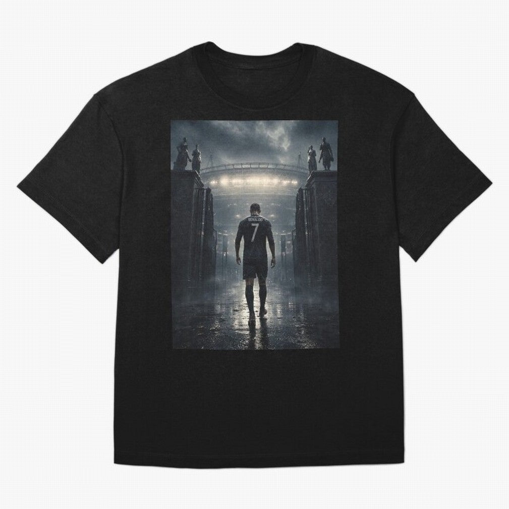 CR7 Entering a Stadium Legend Oversized T-Shirt Live the Energy of the FIFA World Cup 2026 USA Canada Mexico Journey through Messi and Cristiano Ronaldo Highlights, Spain and Netherlands Pride, Vintage Soccer Flavor, Modern Football Stars, National