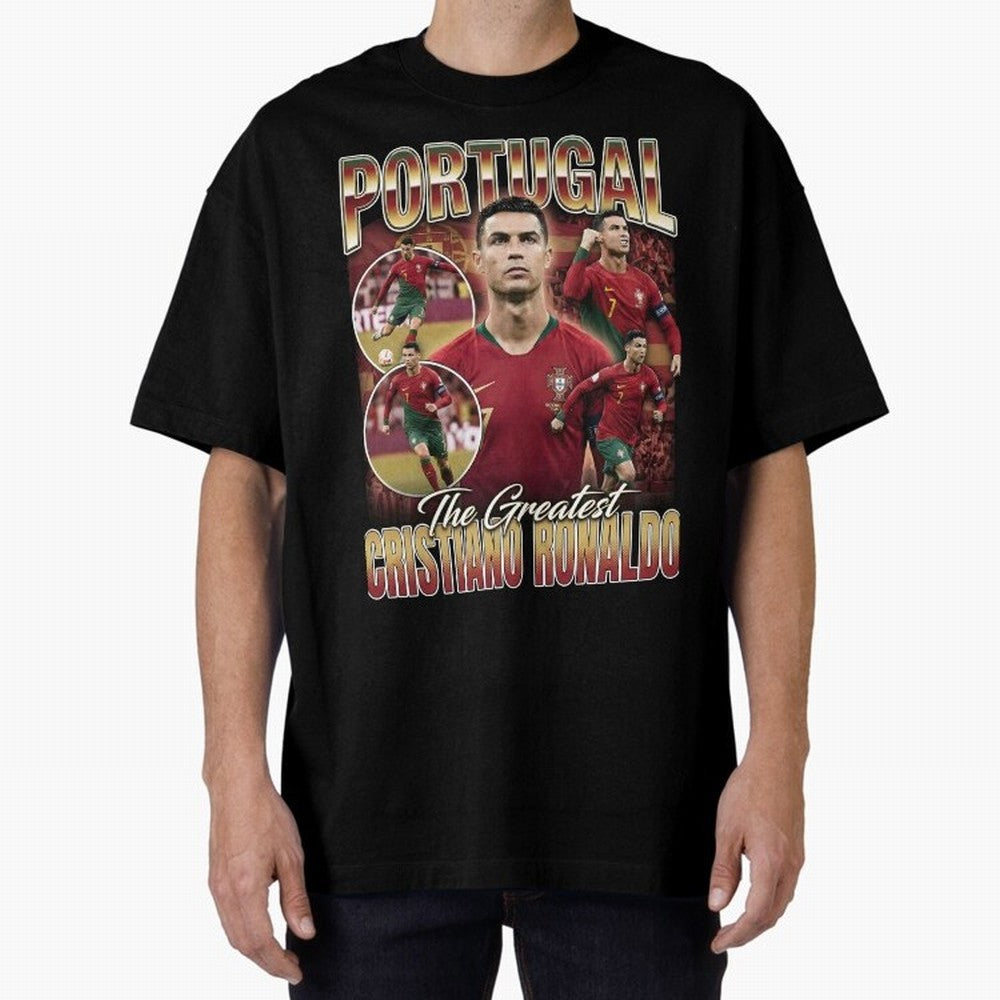 Cristiano Ronaldo Portugal Vintage Oversized T-Shirt Represent Football Lovers during FIFA World Cup 2026 USA Canada Mexico Spirit, Inspired by Portugal, CR7, Classic Soccer Heritage, Championship Pressure, Fan Loyalty and International Pride;