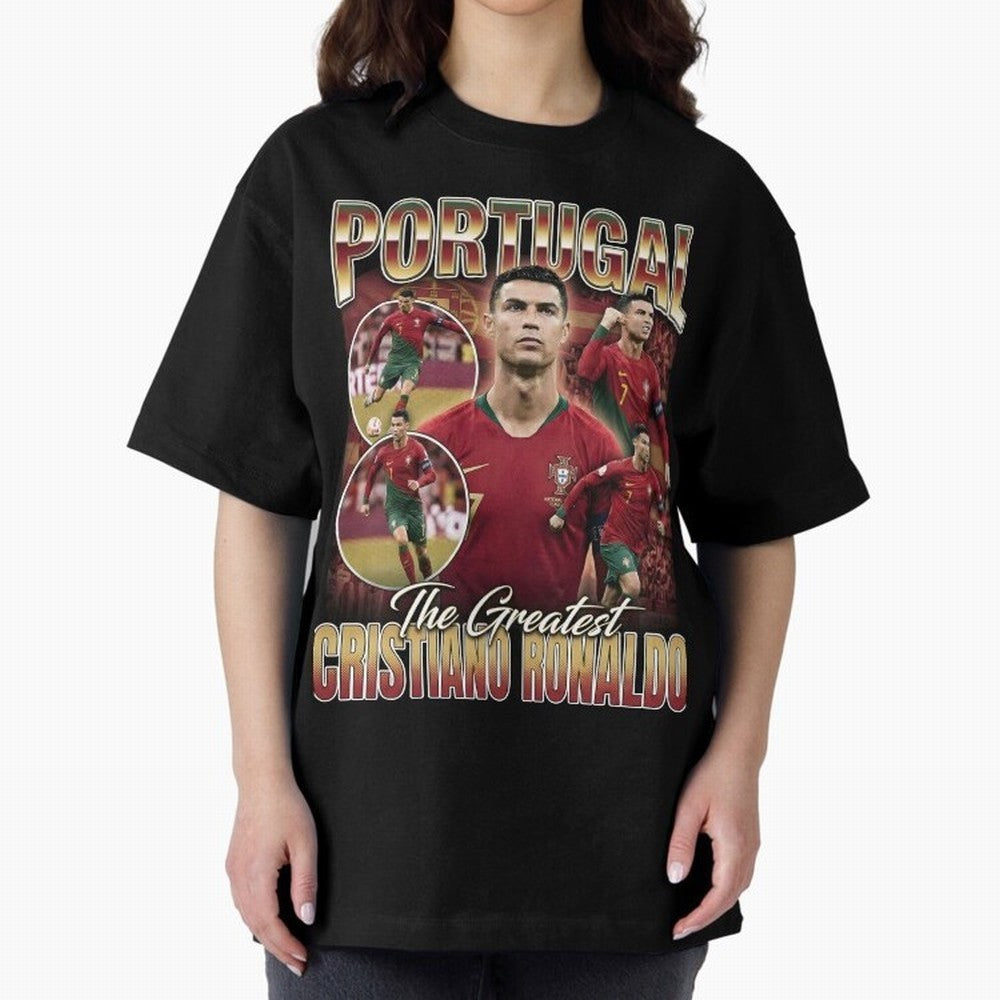 Cristiano Ronaldo Portugal Vintage Oversized T-Shirt Represent Football Lovers during FIFA World Cup 2026 USA Canada Mexico Spirit, Inspired by Portugal, CR7, Classic Soccer Heritage, Championship Pressure, Fan Loyalty and International Pride;