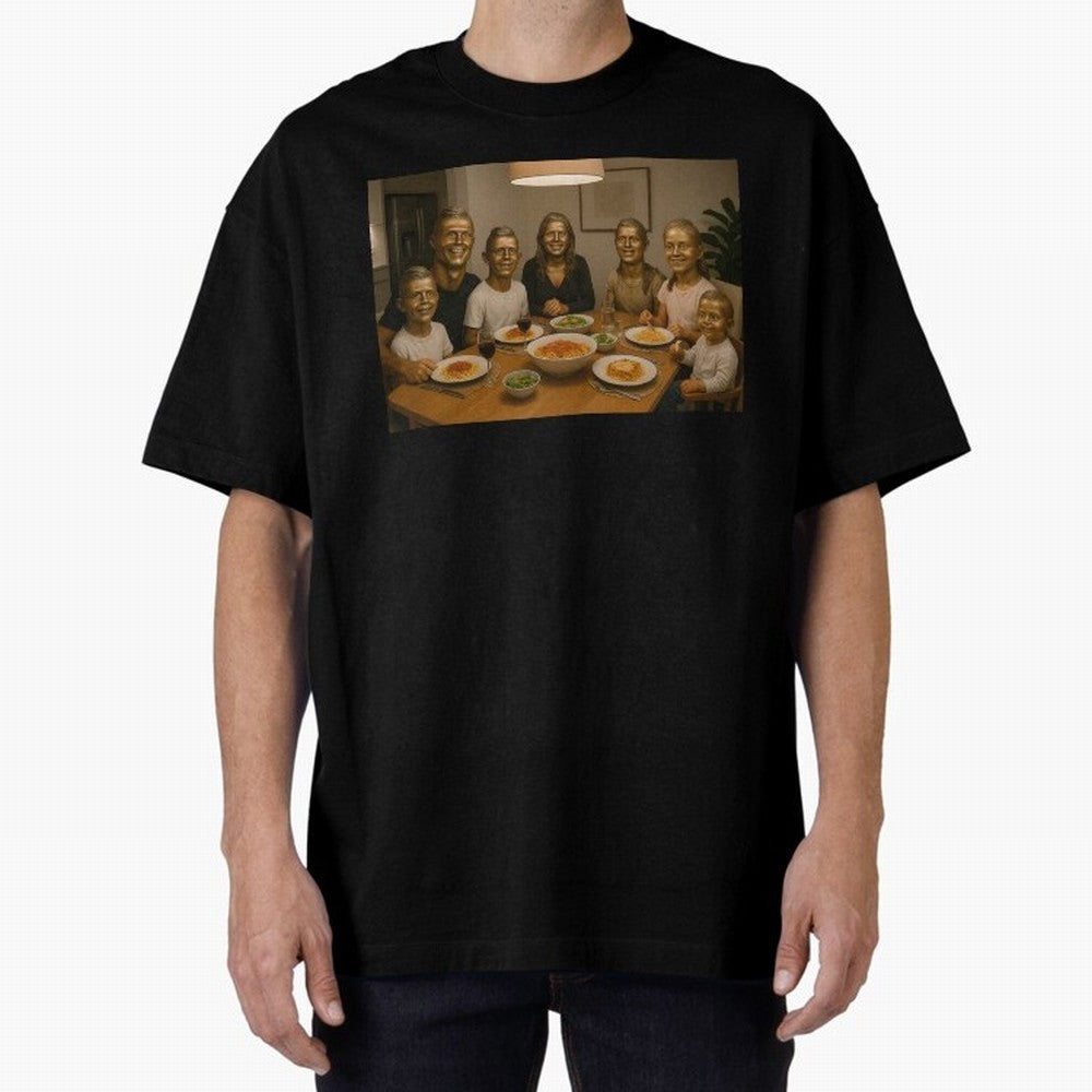 Ronaldo Bust Family Dinner Oversized T-Shirt Fuel Your Fan Pride for FIFA World Cup 2026 USA Canada Mexico Featuring Mbappe and Neymar, Argentina Energy, Worldwide Fan Energy, Dramatic Goals, Stadium Lights and Championship Celebrations; Ideal for