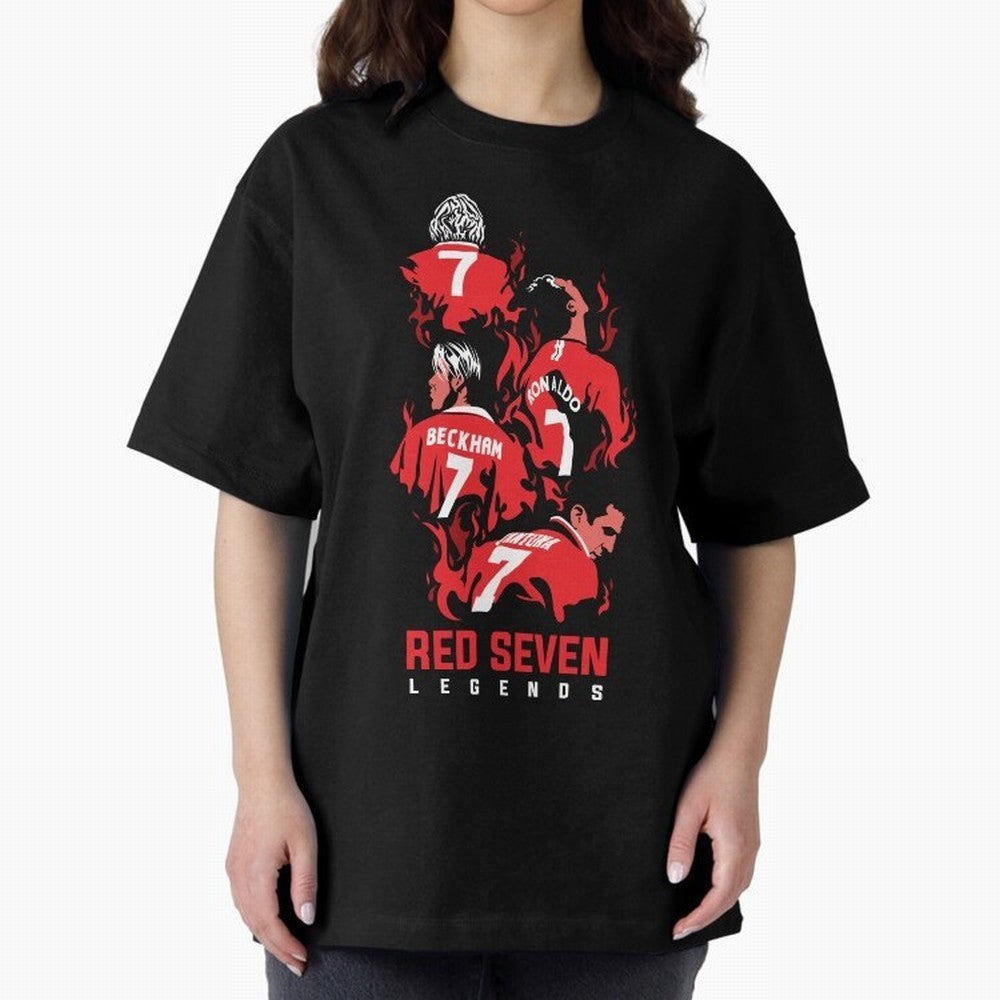 The Red Seven - Man Utd Oversized T-Shirt Fuel Your Fan Pride for Global Football Passion for FIFA World Cup 2026 Group Stage, Centered on Messi, Neymar and Mbappe, Germany, Stadium Memories, Football Loyalty, International Chants and Championship