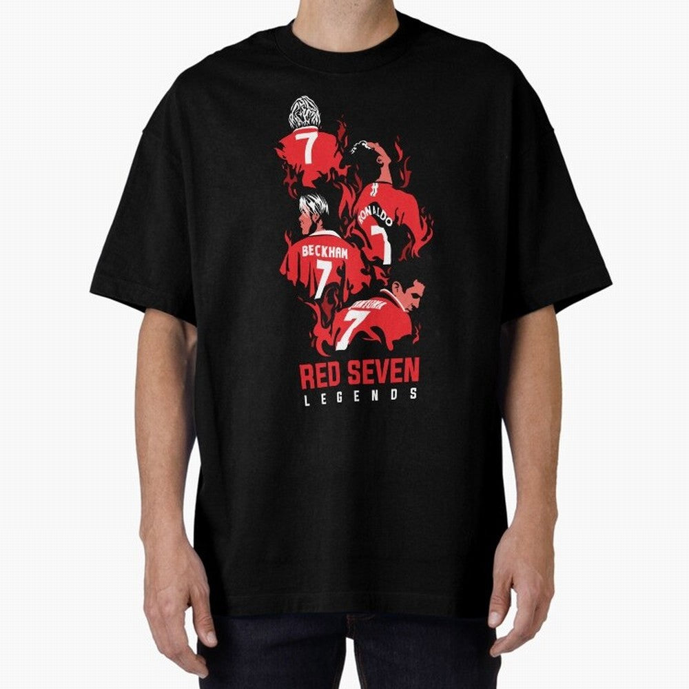 The Red Seven - Man Utd Oversized T-Shirt Fuel Your Fan Pride for Global Football Passion for FIFA World Cup 2026 Group Stage, Centered on Messi, Neymar and Mbappe, Germany, Stadium Memories, Football Loyalty, International Chants and Championship