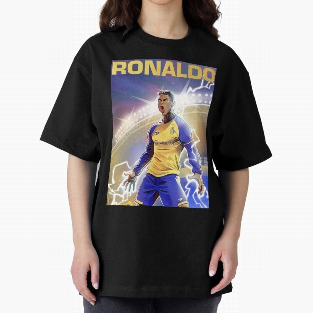 Ronaldo Al-Nassr Football Club - Oversized T-Shirt Support FIFA World Cup 2026 USA Canada Mexico Spirit, Filled with Brazil, Haaland and Mbappe, Stadium Chants, National Pride, Trophy Dreams and Unforgettable Football Memories; Perfect for