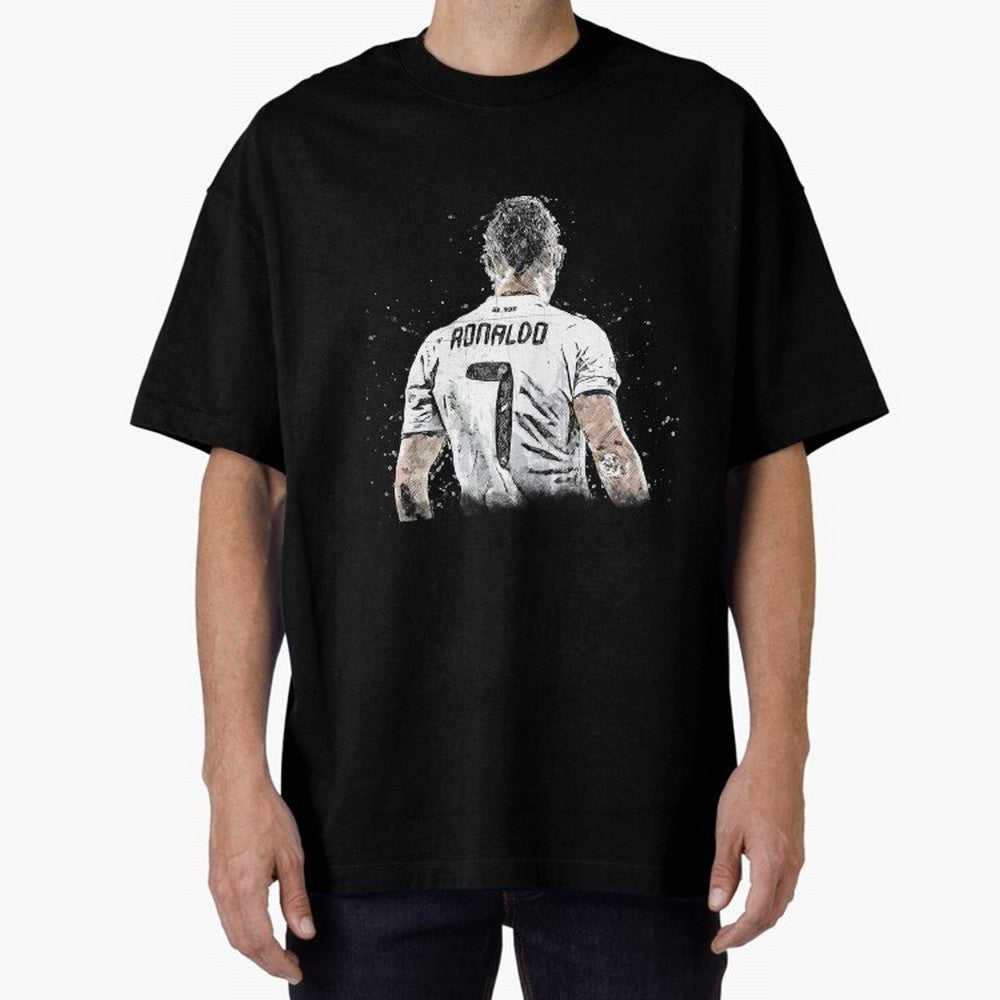 Cristiano ronaldo back Oversized T-Shirt Cheer through Every Moment of FIFA World Cup 2026 USA Canada Mexico Spirit, Highlighting Portugal, Mbappe, Retro Football Energy, Iconic Rivalries, Trophy Chase Drama and Stadium Atmosphere; Made for