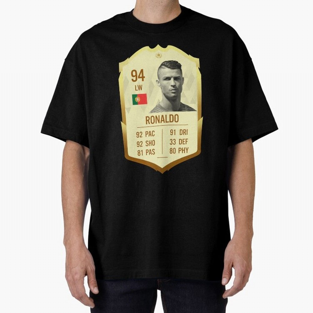 Cristiano Ronaldo Ultimate Card Oversized T-Shirt Share Match Day Hype around FIFA World Cup 2026, CR7, Portugal, Vintage Soccer Flavor, Modern Football Stars, National Flags and Final Night Emotion; Ideal for Fans Who Follow Messi, Cristiano