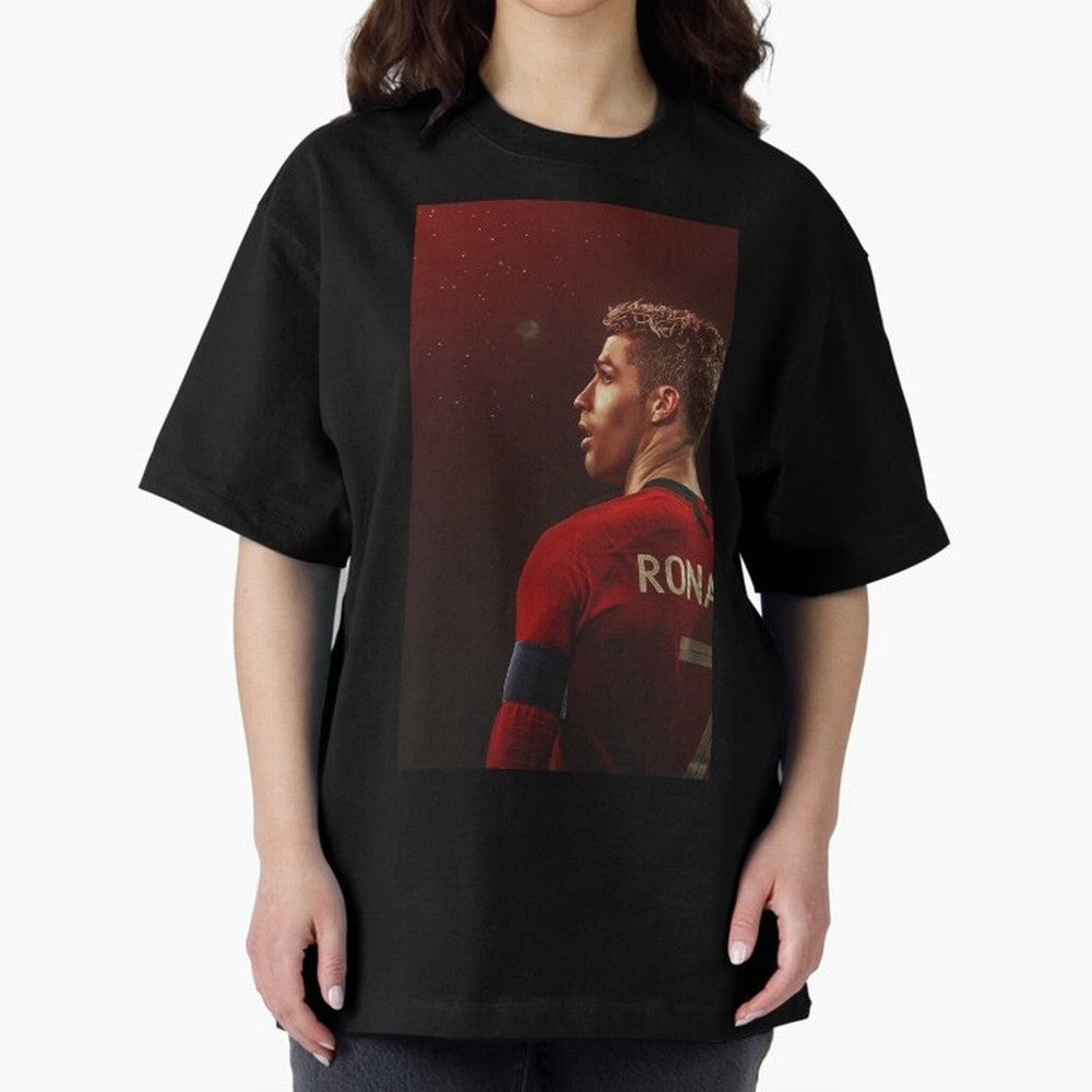 Art Ronaldo Wallpaper Oversized T-Shirt Share FIFA World Cup 2026 Group Stage for Fans of Messi, Neymar and Mbappe and France, Bringing Championship Spirit, Famous Goals, Roaring Crowds and International Football Unity; Made for Die Hard