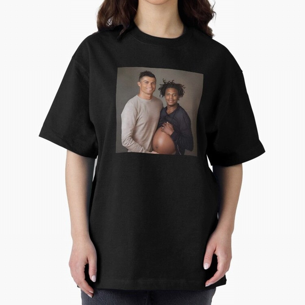 Cristiano Ronaldo and IShowSpeed pregnant. Oversized T-Shirt Follow the Final Road of FIFA World Cup 2026 for Fans of Cristiano Ronaldo, Haaland and CR7 and France, Bringing Match Day Excitement, Supporter Culture, Golden Goals and Global Football