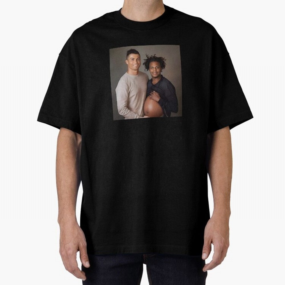 Cristiano Ronaldo and IShowSpeed pregnant. Oversized T-Shirt Follow the Final Road of FIFA World Cup 2026 for Fans of Cristiano Ronaldo, Haaland and CR7 and France, Bringing Match Day Excitement, Supporter Culture, Golden Goals and Global Football