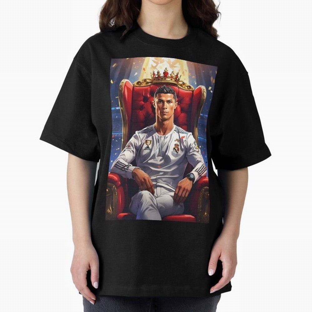King Cristiano Ronaldo Oversized T-Shirt Celebrate Global Passion for FIFA World Cup 2026 for Fans of Messi, Neymar and Mbappe and Portugal, Bringing Goal Celebration Energy, Supporter Heritage, Football Icons and Worldwide Tournament Joy; Perfect