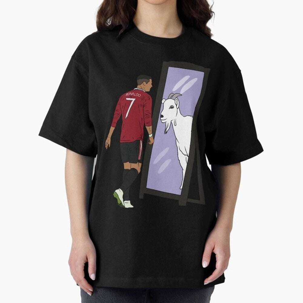 Cristiano Ronaldo Mirror GOAT Oversized T-Shirt Discover Global Football Passion for FIFA World Cup 2026, Built around Cristiano Ronaldo, Haaland and CR7, Argentina, France and Brazil, Worldwide Fan Energy, Dramatic Goals, Stadium Lights and