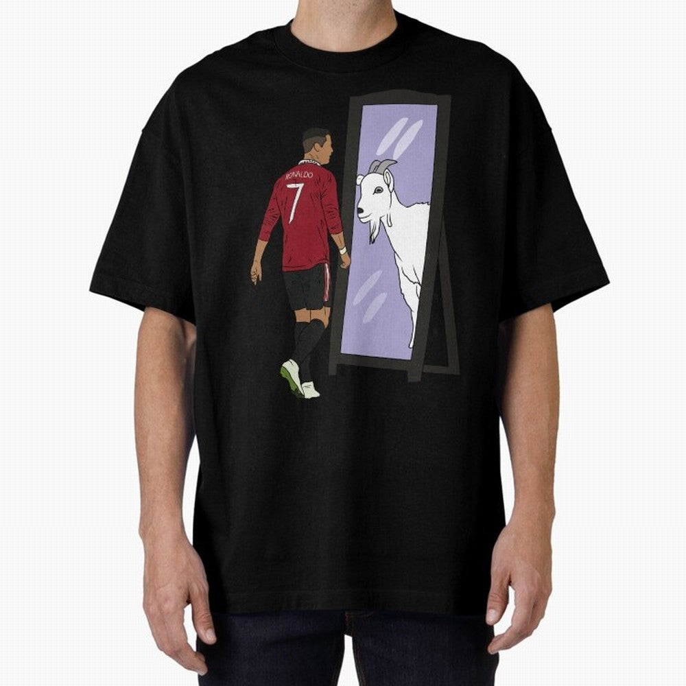 Cristiano Ronaldo Mirror GOAT Oversized T-Shirt Discover Global Football Passion for FIFA World Cup 2026, Built around Cristiano Ronaldo, Haaland and CR7, Argentina, France and Brazil, Worldwide Fan Energy, Dramatic Goals, Stadium Lights and