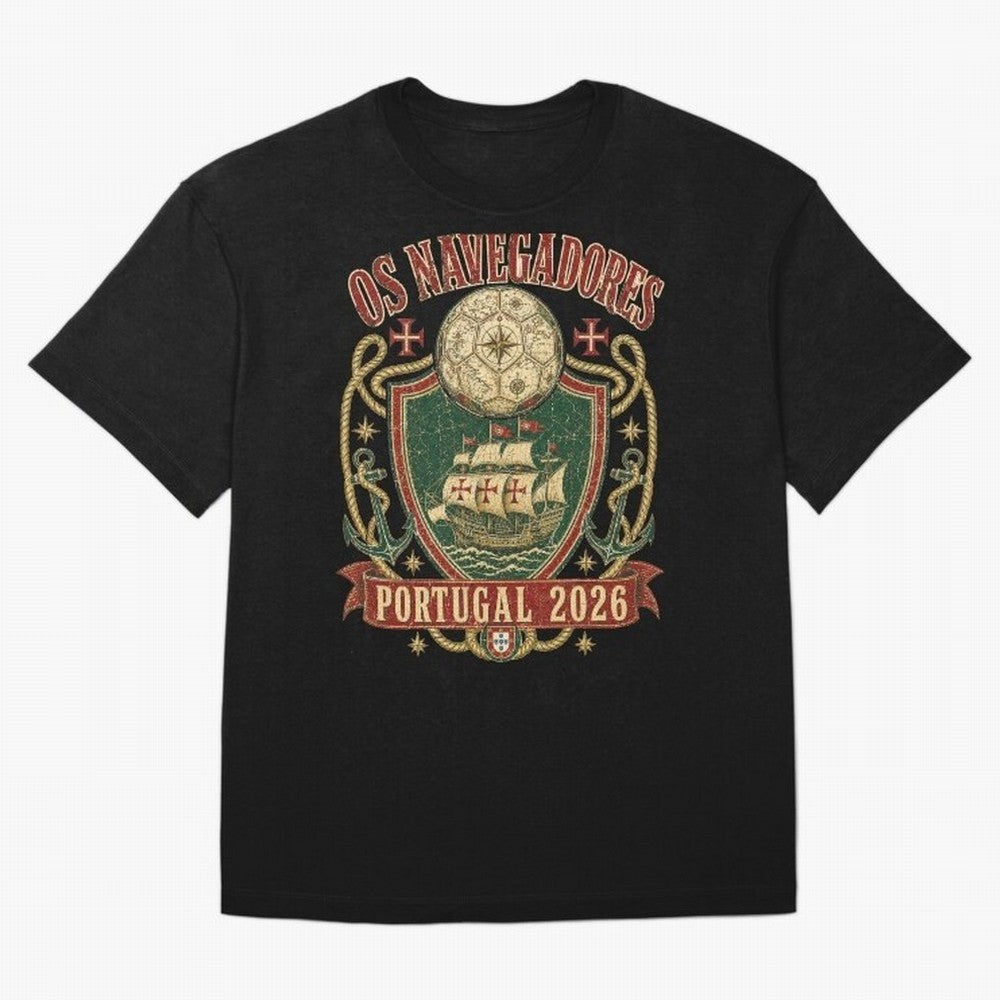 Os Navegadores Portugal 2026 World Cup Soccer T-Shirt Oversized T-Shirt Upgrade Match Day Hype around FIFA World Cup 2026 Group Stage, Haaland, England, Retro Football Energy, Iconic Rivalries, Trophy Chase Drama and Stadium Atmosphere; Built for