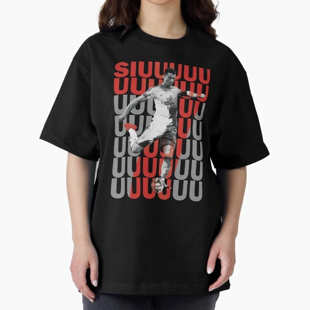 Siuuuuuu Cristiano Ronaldo Oversized T-Shirt Bring a Vintage Feel to Global Football Passion for FIFA World Cup 2026 Group Stage, Driven by Mbappe and Neymar, Argentina and Brazil, Championship Spirit, Famous Goals, Roaring Crowds and International