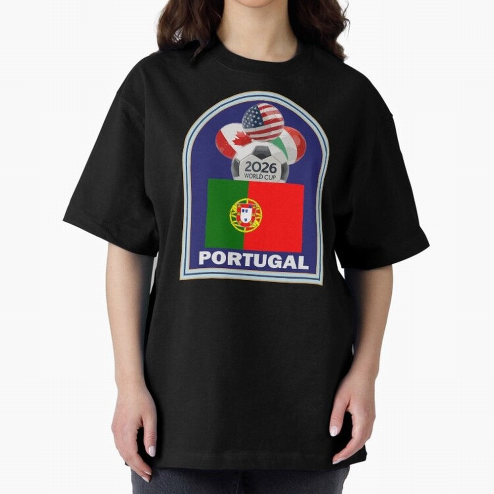 Portugal 2026 Soccer T-shirt Oversized T-Shirt Honor Football Greatness during Global Football Passion for FIFA World Cup 2026 Group Stage, Highlighting Neymar, Portugal, Spain and Germany, Football Festival Excitement, Trophy Ambitions, Country
