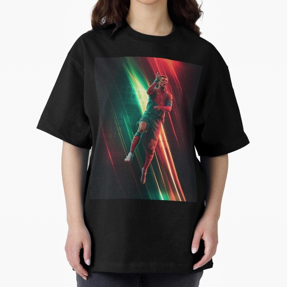 Cristiano Ronaldo Oversized T-Shirt Represent Football Lovers during Match Day Hype around FIFA World Cup 2026, CR7 and Messi, France, Global Supporter Spirit, Legendary Goals, National Colors and Tournament Celebration; Ideal for Fans Who Follow