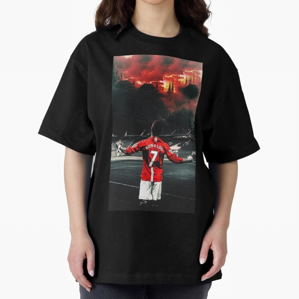 cristiano ronaldo manchester Oversized T-Shirt Relive the Noise and Pride of Global Football Passion for FIFA World Cup 2026 Group Stage, Driven by Haaland and Mbappe, Argentina and Brazil, Match Day Excitement, Supporter Culture, Golden Goals and