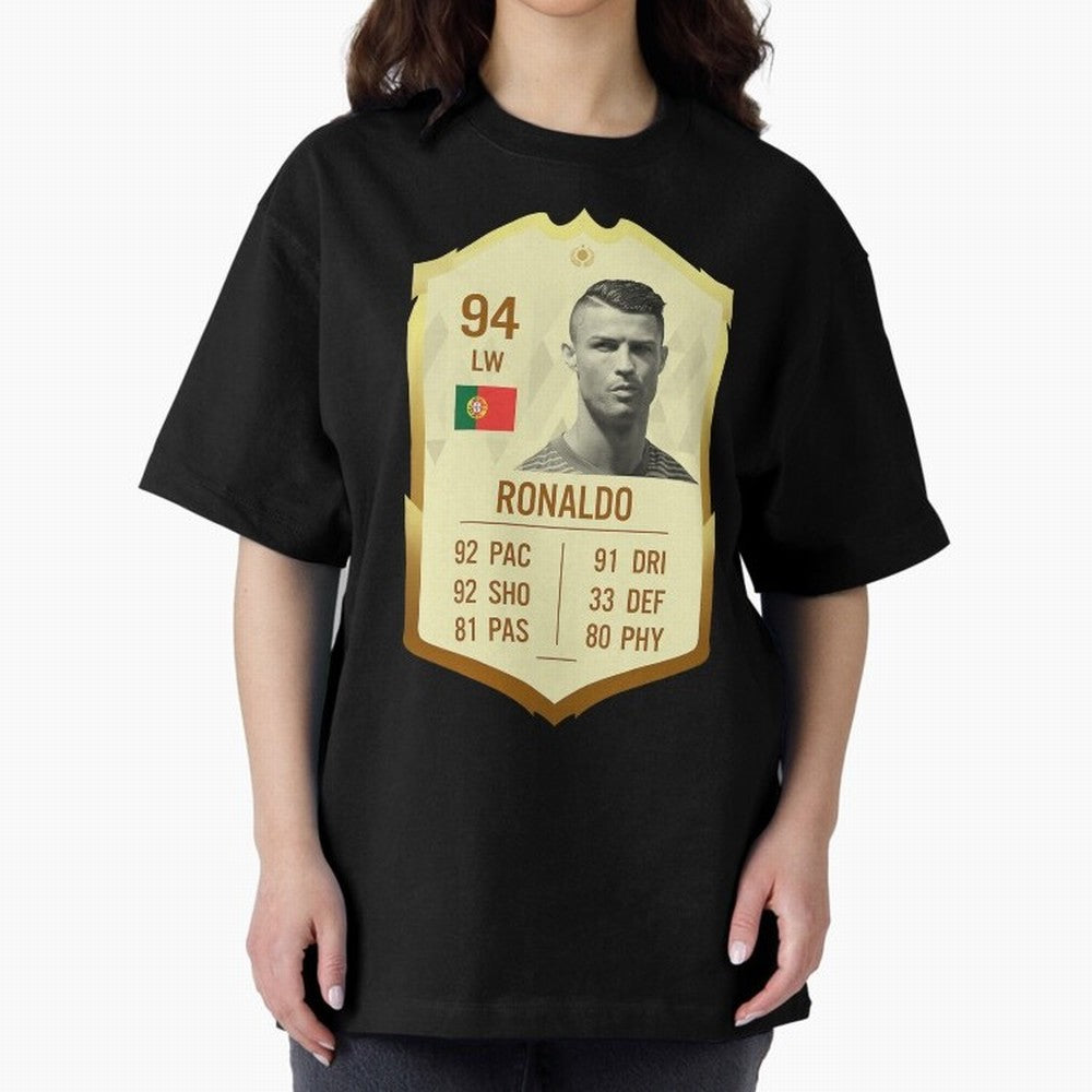 Cristiano Ronaldo Ultimate Card Oversized T-Shirt Celebrate Football Heritage in FIFA World Cup 2026 Group Stage Made for Messi, CR7 and Mbappe, Brazil, Portugal and Argentina Energy, Champion Mindset, Group Stage Buzz, Knockout Tension and