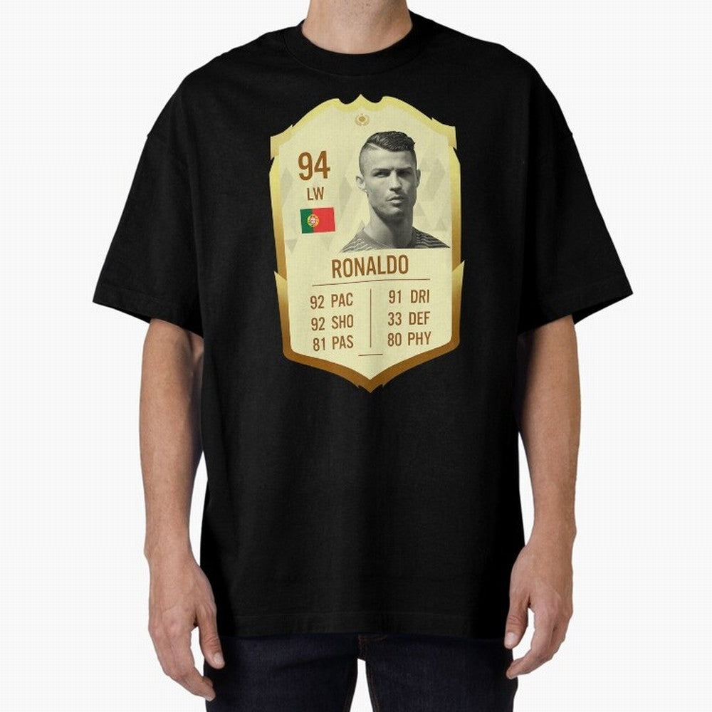 Cristiano Ronaldo Ultimate Card Oversized T-Shirt Celebrate Football Heritage in FIFA World Cup 2026 Group Stage Made for Messi, CR7 and Mbappe, Brazil, Portugal and Argentina Energy, Champion Mindset, Group Stage Buzz, Knockout Tension and
