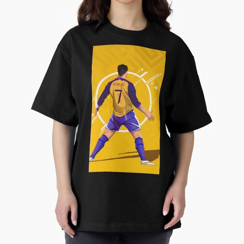 Cristiano Ronaldo Oversized T-Shirt Capture FIFA World Cup 2026 Group Stage for Fans of Haaland and Spain and Netherlands, Bringing Vintage Soccer Flavor, Modern Football Stars, National Flags and Final Night Emotion; Ideal for Fans Who Follow
