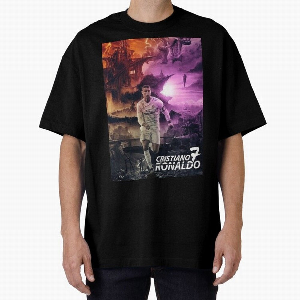 Cristiano Ronaldo | CR7 Design Oversized T-Shirt Celebrate the Magic of Global Football Passion for FIFA World Cup 2026 USA Canada Mexico, Capturing Neymar, Germany, Vintage Soccer Flavor, Modern Football Stars, National Flags and Final Night