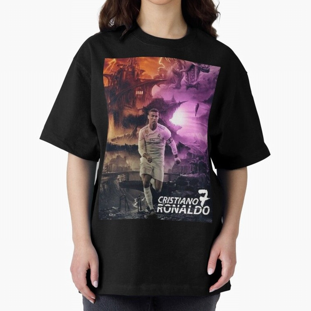 Cristiano Ronaldo | CR7 Design Oversized T-Shirt Celebrate the Magic of Global Football Passion for FIFA World Cup 2026 USA Canada Mexico, Capturing Neymar, Germany, Vintage Soccer Flavor, Modern Football Stars, National Flags and Final Night