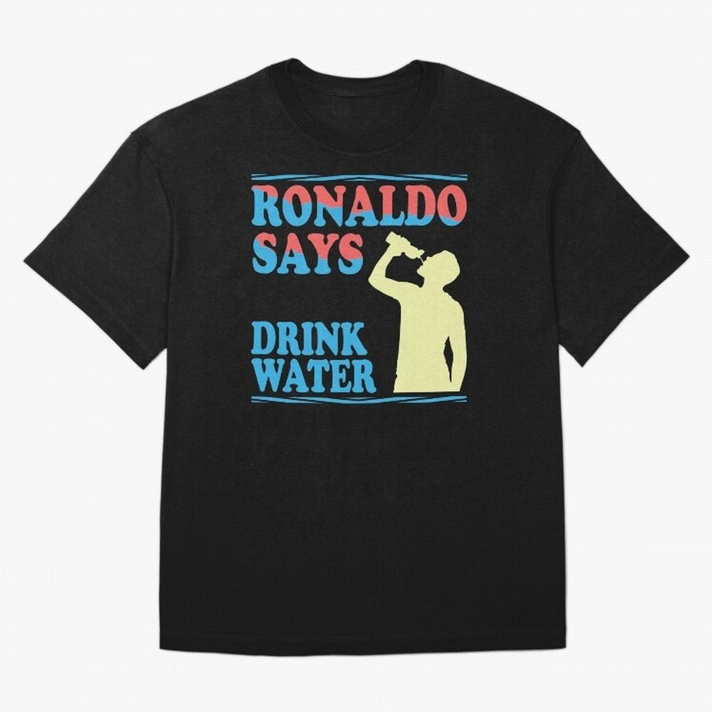 Drink Water Ronaldo Oversized T-Shirt Relive Legendary Nights from FIFA World Cup 2026 Spirit, Connected to Brazil, Haaland, Football Festival Excitement, Trophy Ambitions, Country Rivalries and Star Player Buzz; Made for Die Hard Supporters,