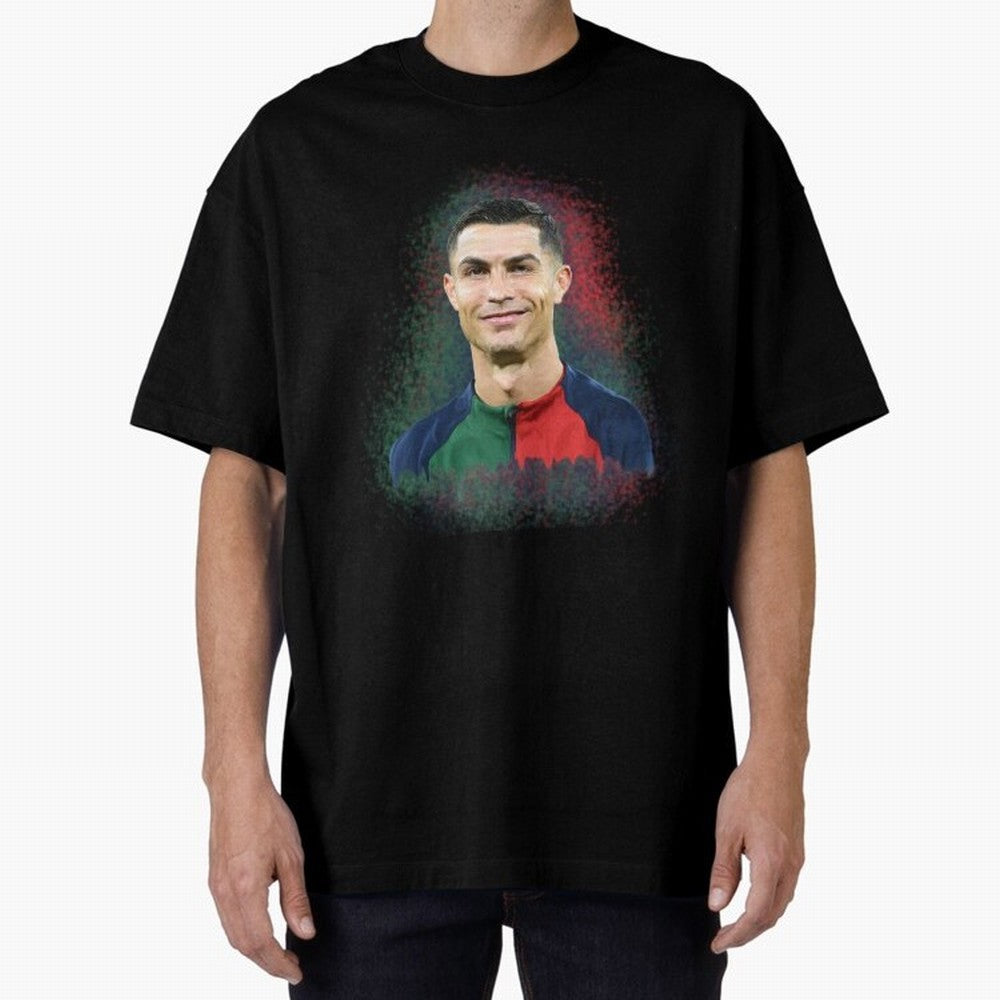 Cristiano Ronaldo digital art Oversized T-Shirt Carry FIFA World Cup 2026 USA Canada Mexico with Neymar, England and Germany Energy, Sports Nostalgia, International Competition, Famous Players and Unforgettable Victories; Ideal for Fans Who Follow