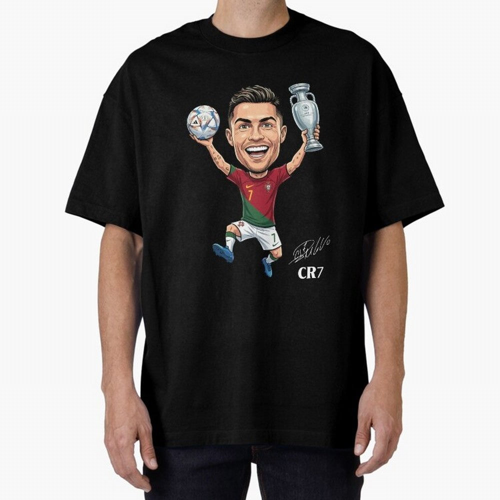 Cristiano Ronaldo Campion Oversized T-Shirt Discover the FIFA World Cup 2026 USA Canada Mexico Journey through Messi, CR7 and Mbappe Highlights, France Pride, Stadium Chants, National Pride, Trophy Dreams and Unforgettable Football Memories; Ideal
