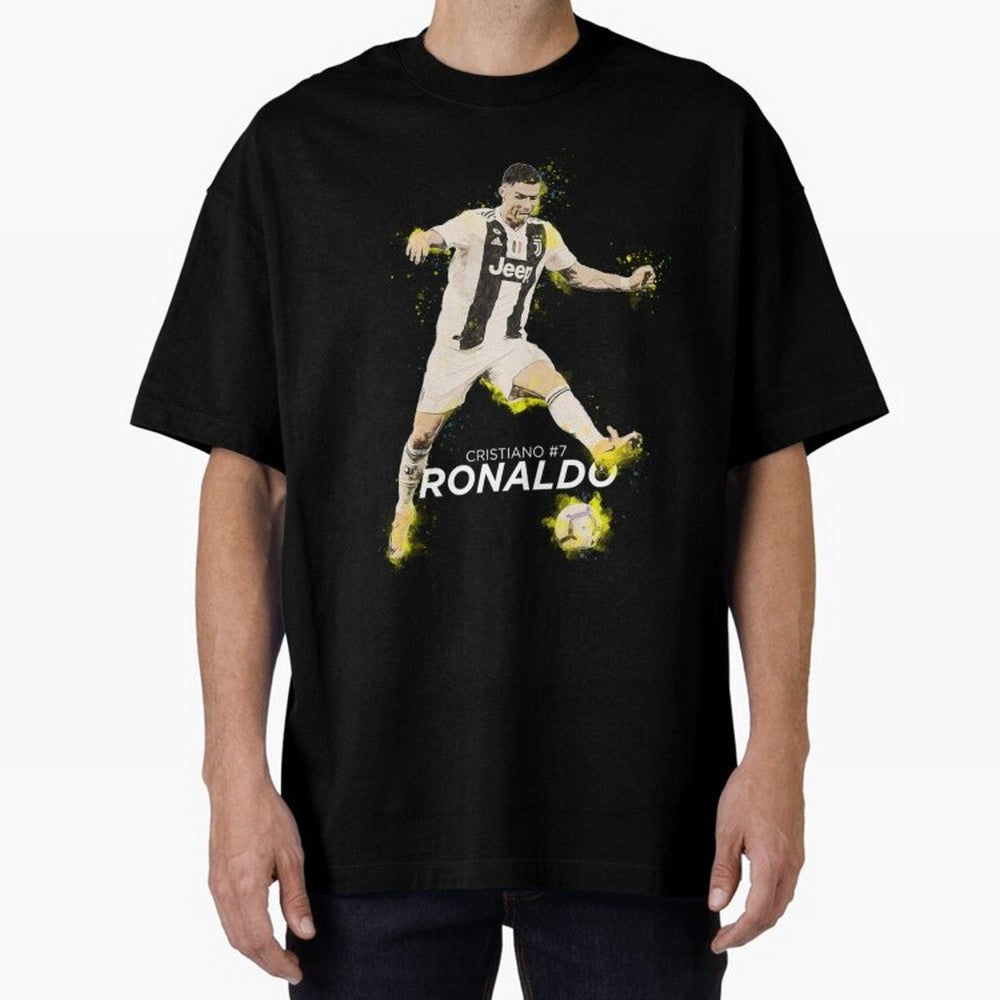 Cristiano Ronaldo Cristiano Ronaldo Oversized T-Shirt Celebrate the Road through Match Day Hype around FIFA World Cup 2026, Haaland and Mbappe, Brazil, Vintage Soccer Flavor, Modern Football Stars, National Flags and Final Night Emotion; Perfect