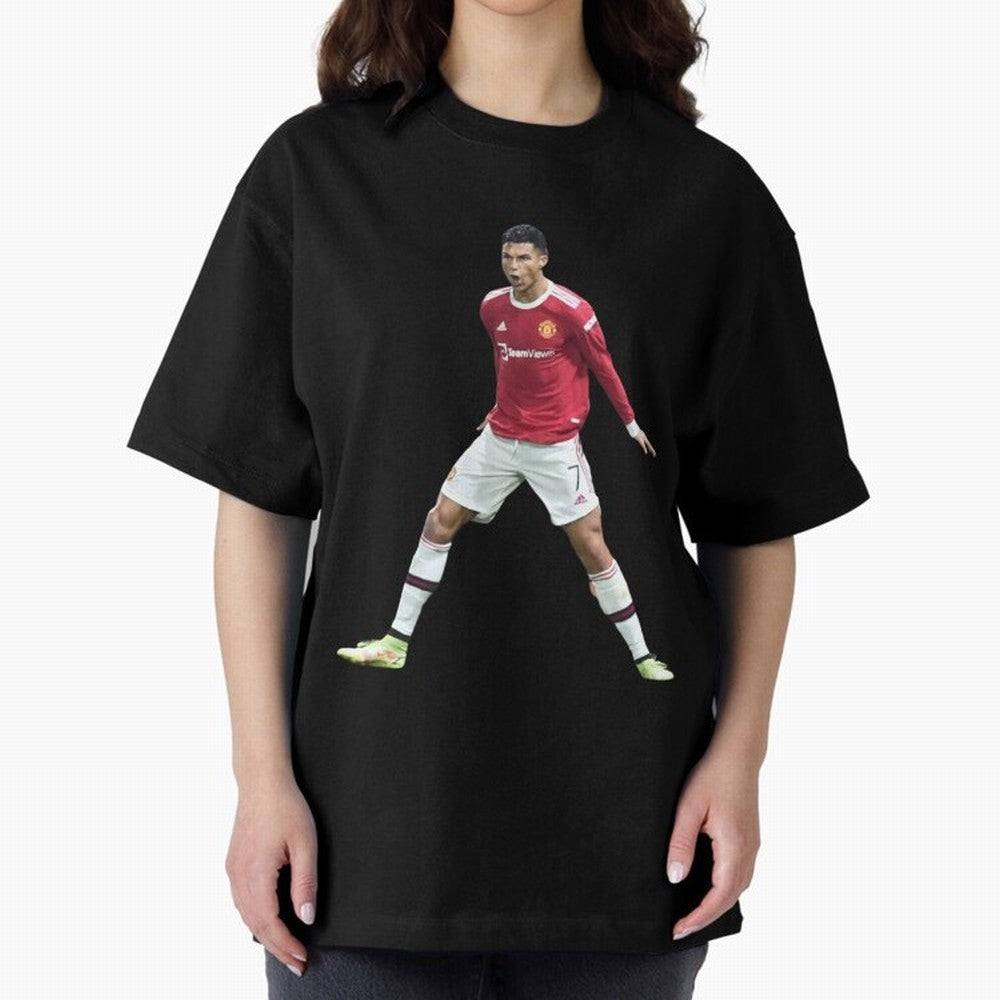 Ronaldo in Flight Oversized T-Shirt Wear the Spirit of Match Day Hype around FIFA World Cup 2026, CR7 and Messi, England, France and Netherlands, Stadium Memories, Football Loyalty, International Chants and Championship Tradition; Perfect for