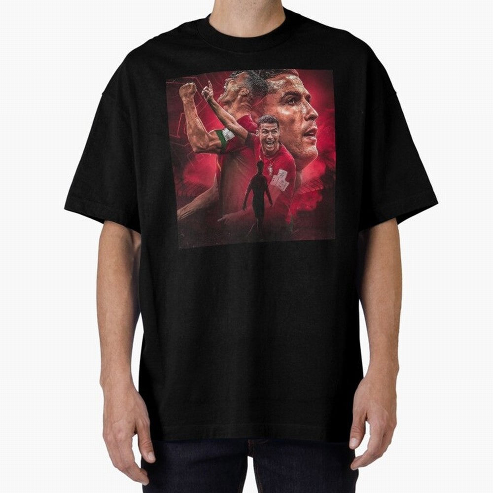 Cristiano Ronaldo - CR 7 Celebration Oversized T-Shirt Celebrate Soccer Greatness during Match Day Hype around FIFA World Cup 2026 USA Canada Mexico, Haaland, Argentina, France and Brazil, Global Supporter Spirit, Legendary Goals, National Colors