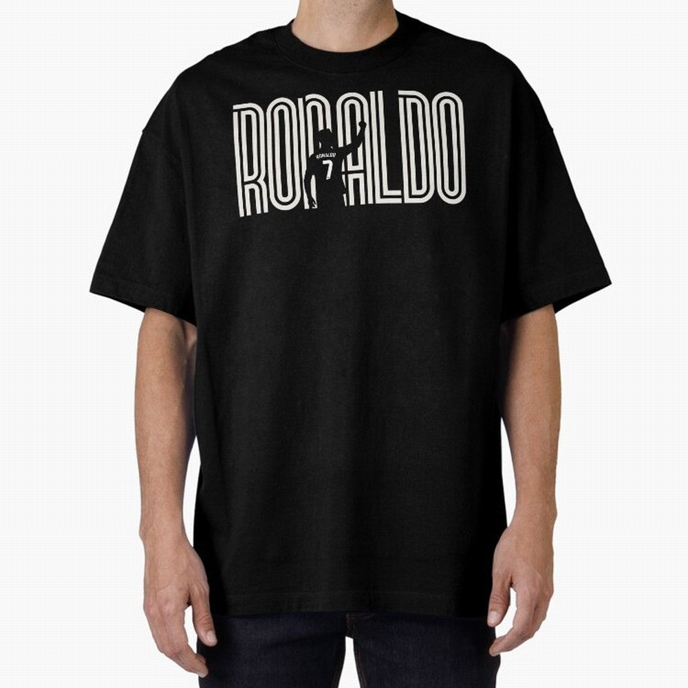 Fan Art - Cristiano Ronaldo (CR7) - Black Edition Oversized T-Shirt Stand Proud for FIFA World Cup 2026 Group Stage Celebrating Messi and Cristiano Ronaldo, Spain Energy, Football Festival Excitement, Trophy Ambitions, Country Rivalries and Star