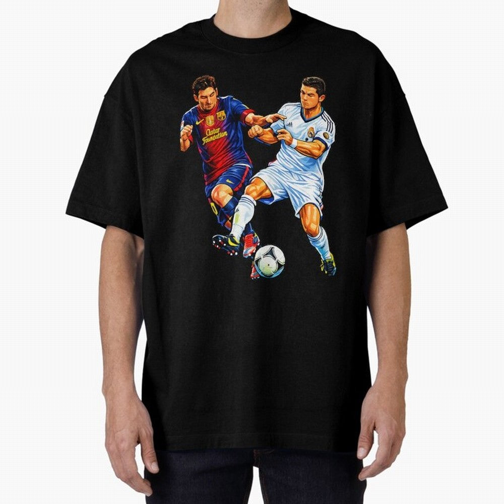 2 GOATS Oversized T-Shirt Share FIFA World Cup 2026 Group Stage for Fans of CR7 and Messi and Germany, Bringing Soccer Culture, Superstar Moments, National Team Dreams and Competitive Fire; Great for Watch Parties, Sports Bars, Family Nights, Fan
