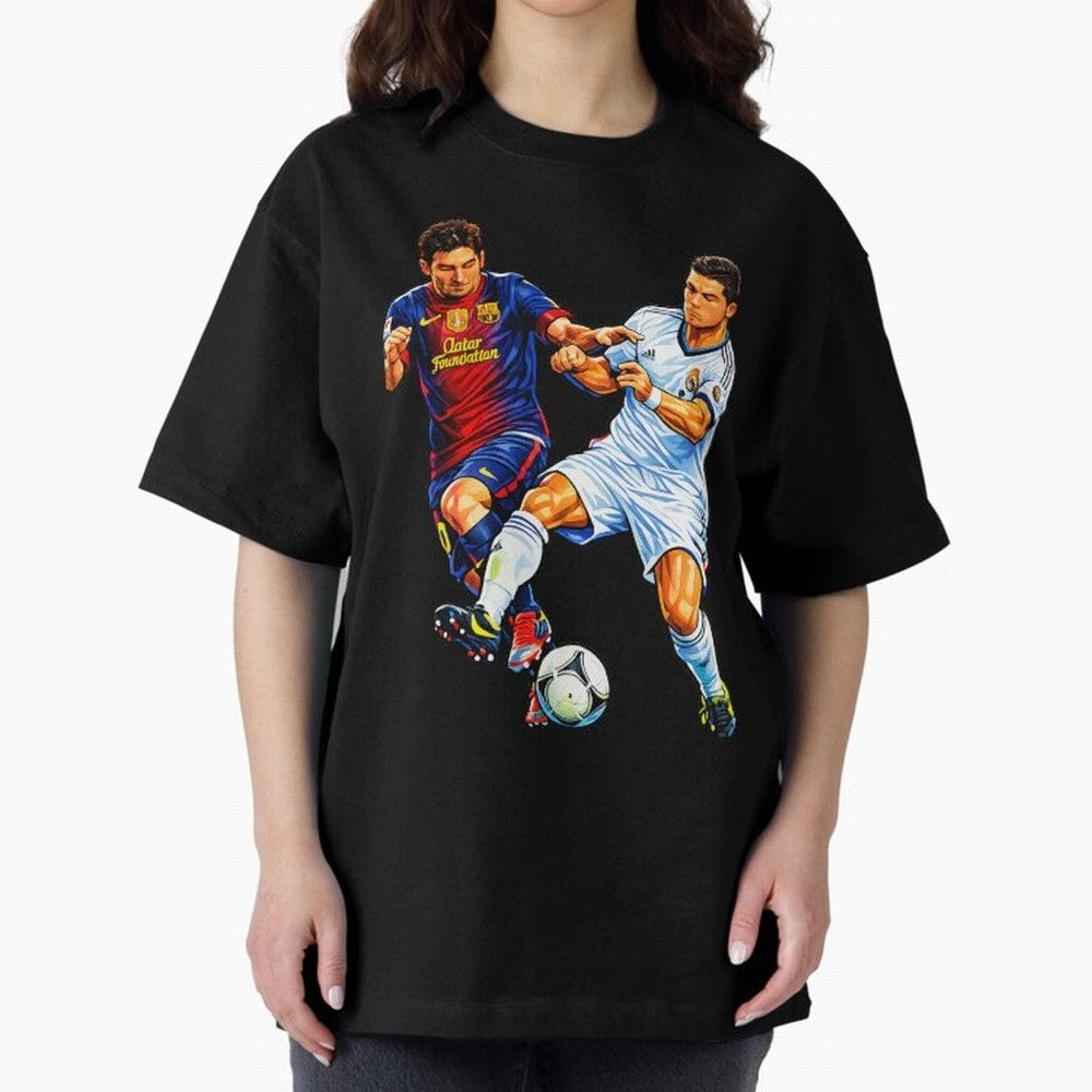 2 GOATS Oversized T-Shirt Share FIFA World Cup 2026 Group Stage for Fans of CR7 and Messi and Germany, Bringing Soccer Culture, Superstar Moments, National Team Dreams and Competitive Fire; Great for Watch Parties, Sports Bars, Family Nights, Fan