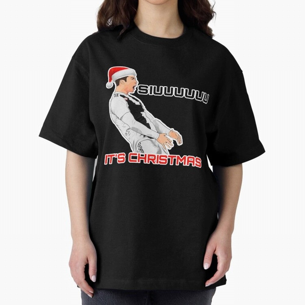Siuuuuuu CR7 Christmas funny Oversized T-Shirt Capture Stadium Memories from FIFA World Cup 2026 Group Stage for Fans of Messi and Netherlands, Bringing Championship Spirit, Famous Goals, Roaring Crowds and International Football Unity; Made for
