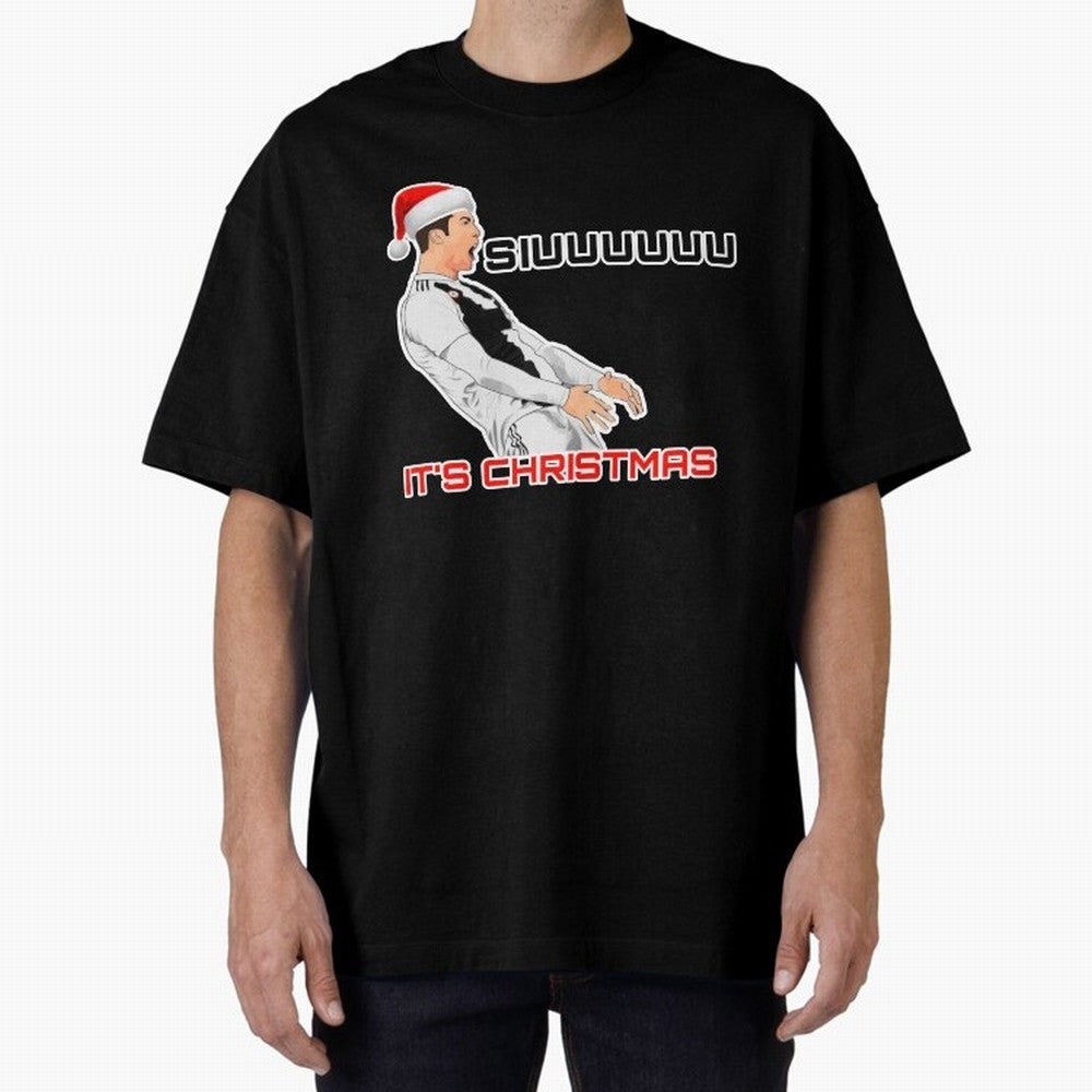 Siuuuuuu CR7 Christmas funny Oversized T-Shirt Capture Stadium Memories from FIFA World Cup 2026 Group Stage for Fans of Messi and Netherlands, Bringing Championship Spirit, Famous Goals, Roaring Crowds and International Football Unity; Made for