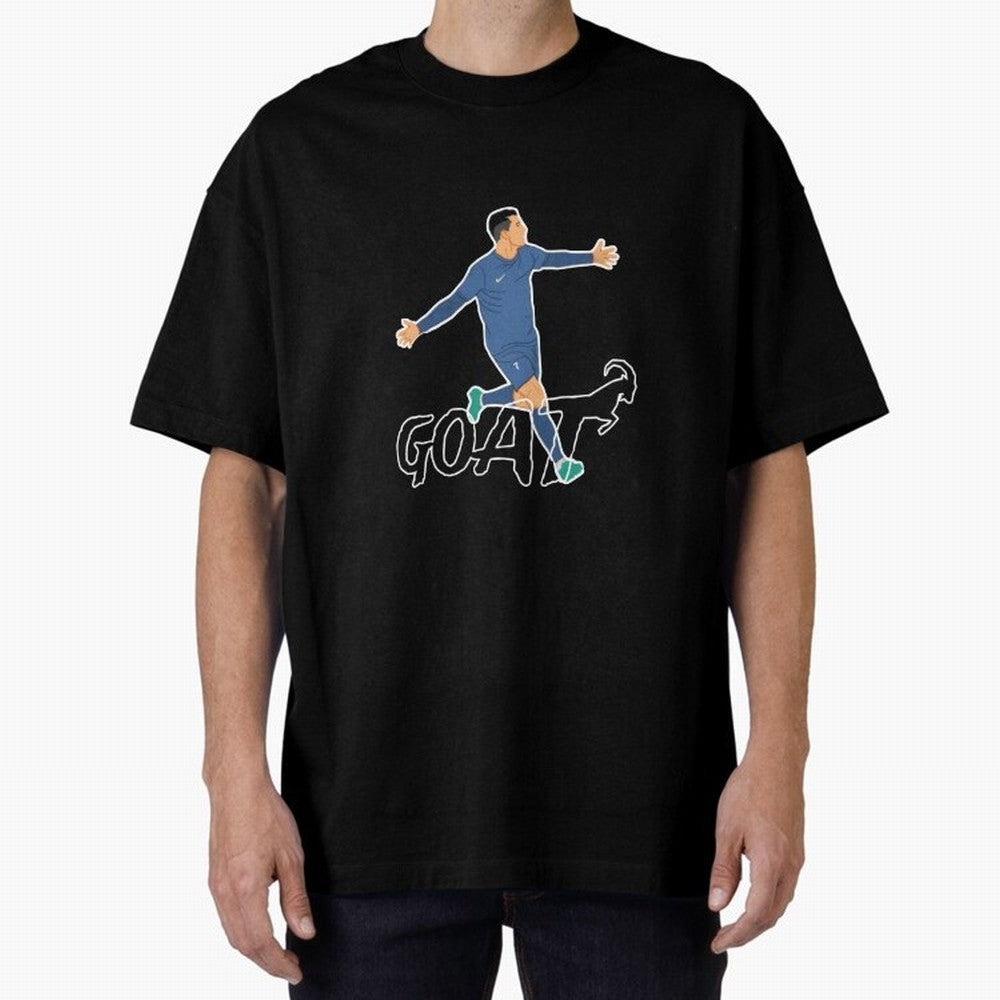 Cristiano Ronaldo - GOAT Oversized T-Shirt Relive Legendary Nights from the FIFA World Cup 2026 USA Canada Mexico Journey through Messi Highlights, Argentina, France and Brazil Pride, Vintage Soccer Flavor, Modern Football Stars, National Flags and