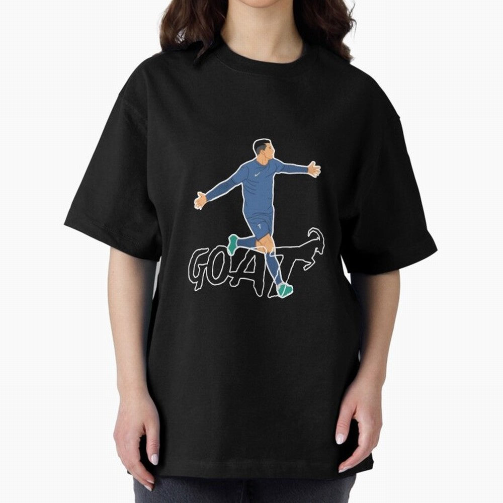 Cristiano Ronaldo - GOAT Oversized T-Shirt Relive Legendary Nights from the FIFA World Cup 2026 USA Canada Mexico Journey through Messi Highlights, Argentina, France and Brazil Pride, Vintage Soccer Flavor, Modern Football Stars, National Flags and