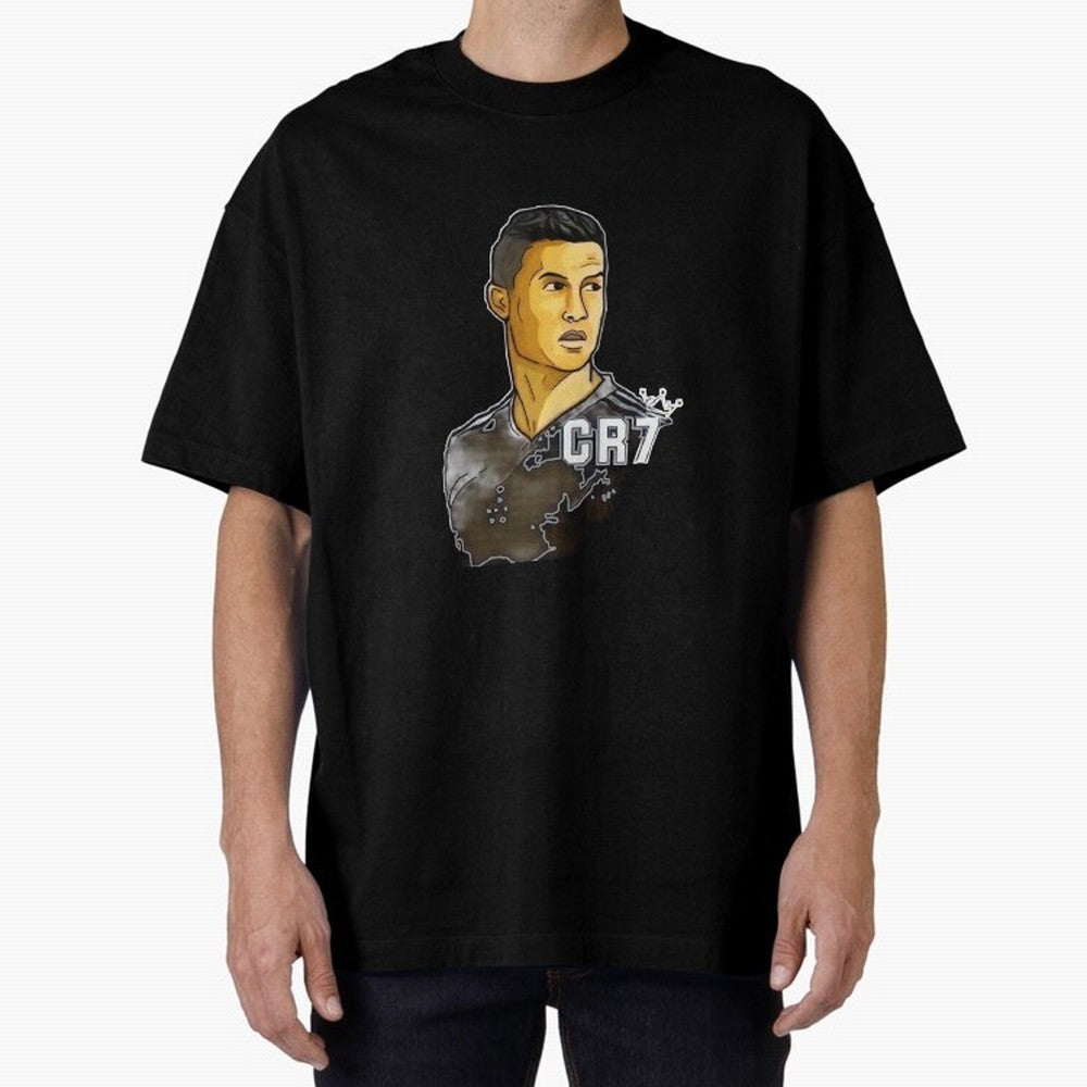 Cristiano Ronaldo digital art Oversized T-Shirt Follow the Road to Global Football Passion for FIFA World Cup 2026 Group Stage, Capturing Mbappe, Argentina and Brazil, Vintage Soccer Flavor, Modern Football Stars, National Flags and Final Night