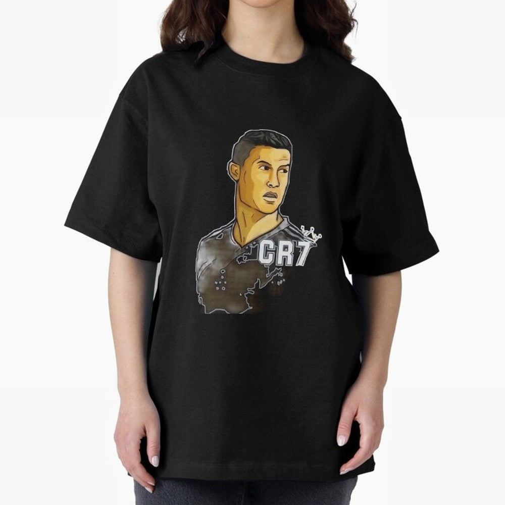 Cristiano Ronaldo digital art Oversized T-Shirt Follow the Road to Global Football Passion for FIFA World Cup 2026 Group Stage, Capturing Mbappe, Argentina and Brazil, Vintage Soccer Flavor, Modern Football Stars, National Flags and Final Night