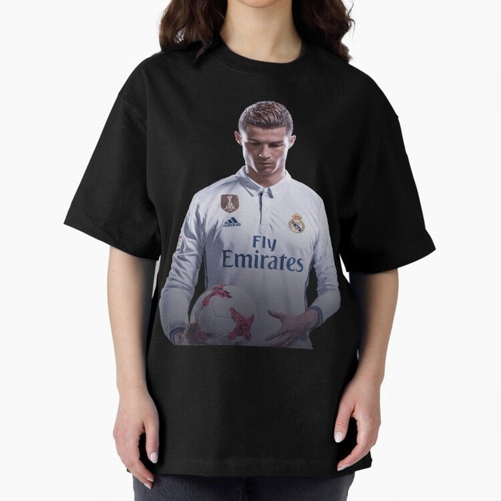 Ronaldo Madrid Jersey Poster Oversized T-Shirt Show Support during FIFA World Cup 2026 Centered on Cristiano Ronaldo, France Energy, Championship Spirit, Famous Goals, Roaring Crowds and International Football Unity; Ideal for Passionate Fans Who