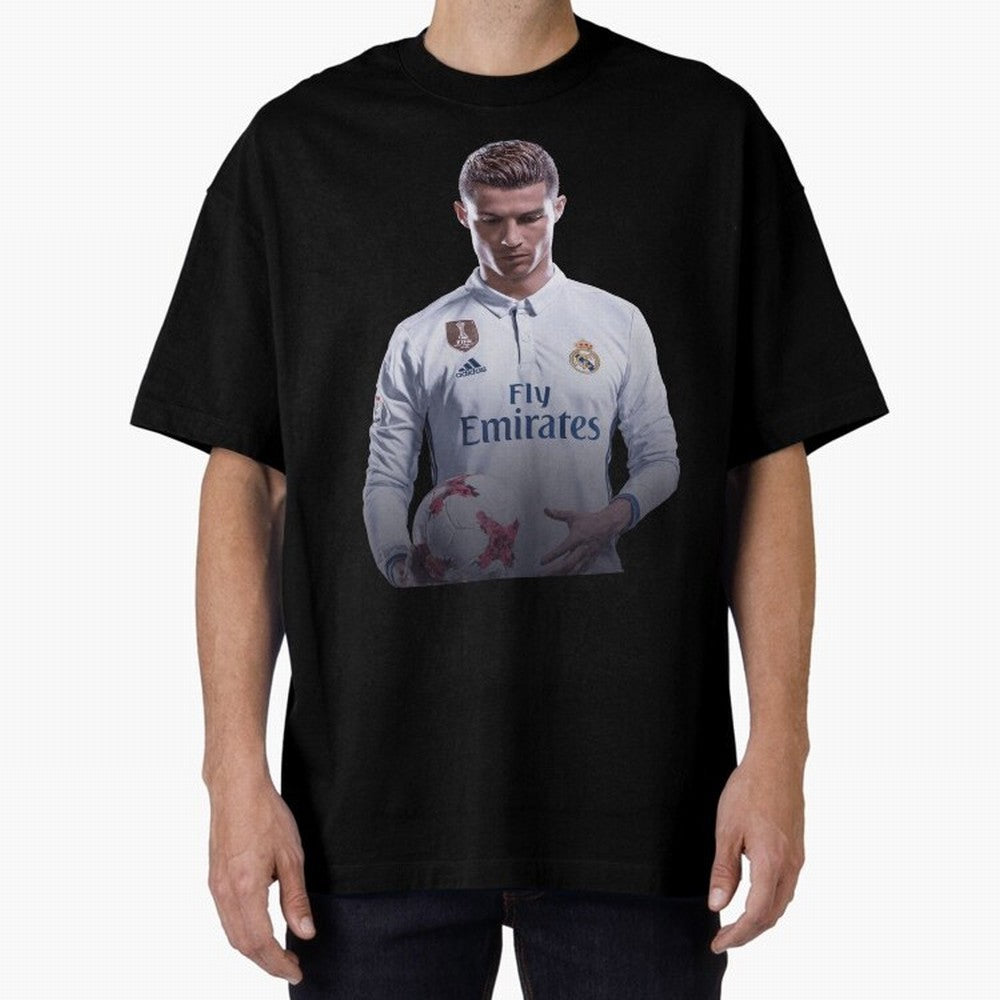 Ronaldo Madrid Jersey Poster Oversized T-Shirt Show Support during FIFA World Cup 2026 Centered on Cristiano Ronaldo, France Energy, Championship Spirit, Famous Goals, Roaring Crowds and International Football Unity; Ideal for Passionate Fans Who