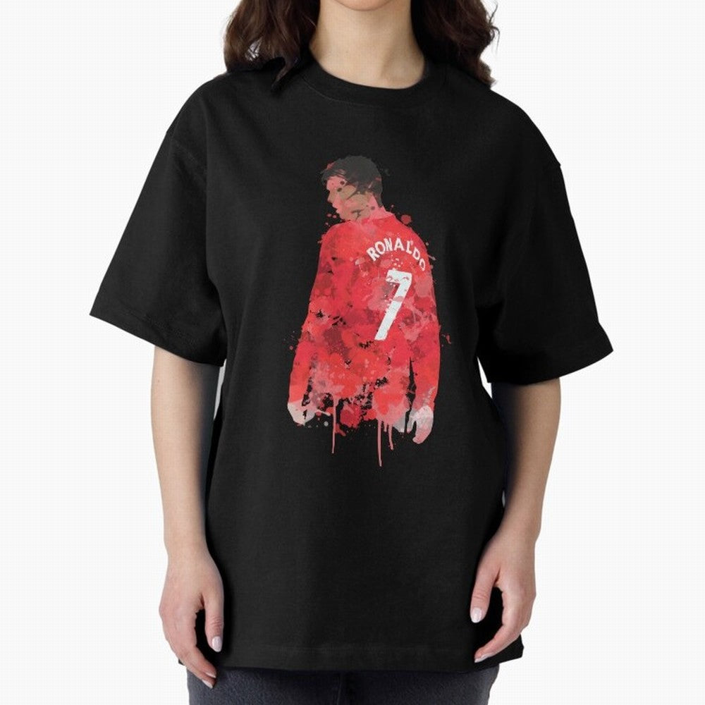 Cristiano Ronaldo - Manchester United Legend Art Oversized T-Shirt Show Passion for the Stars of FIFA World Cup 2026 USA Canada Mexico for Fans of CR7 and Messi and England, Bringing Football Passion, Legendary Performances, Festival Vibes and