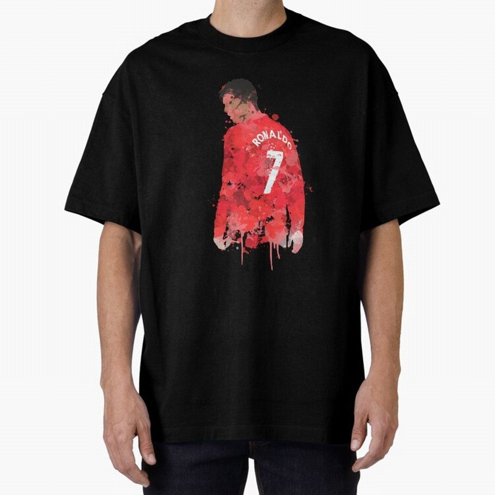 Cristiano Ronaldo - Manchester United Legend Art Oversized T-Shirt Show Passion for the Stars of FIFA World Cup 2026 USA Canada Mexico for Fans of CR7 and Messi and England, Bringing Football Passion, Legendary Performances, Festival Vibes and