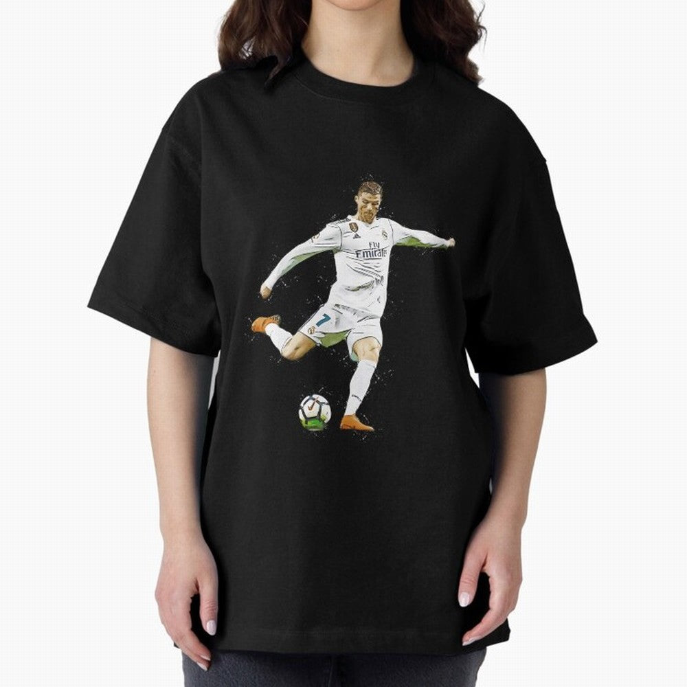 Cristiano Ronaldo Celebration Oversized T-Shirt Capture Stadium Memories from FIFA World Cup 2026 Group Stage with Haaland and Mbappe, Brazil Energy, Match Day Excitement, Supporter Culture, Golden Goals and Global Football Passion; Ideal for