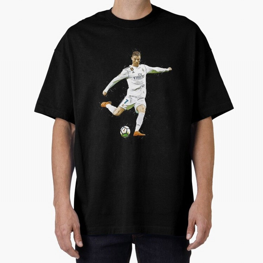 Cristiano Ronaldo Celebration Oversized T-Shirt Capture Stadium Memories from FIFA World Cup 2026 Group Stage with Haaland and Mbappe, Brazil Energy, Match Day Excitement, Supporter Culture, Golden Goals and Global Football Passion; Ideal for