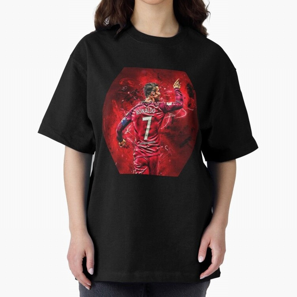 CR7 Art Oversized T-Shirt Support Iconic Players in Match Day Hype around FIFA World Cup 2026, Neymar, Argentina, Worldwide Fan Energy, Dramatic Goals, Stadium Lights and Championship Celebrations; Ideal for Passionate Fans Who Love Underdog