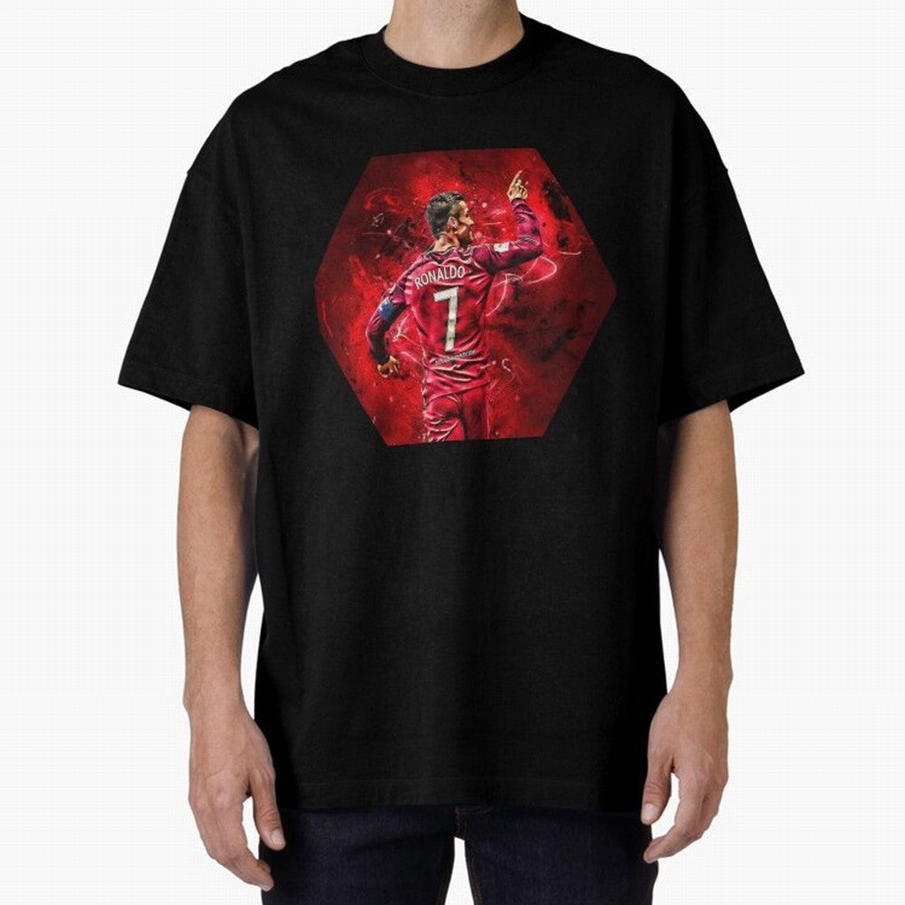 CR7 Art Oversized T-Shirt Support Iconic Players in Match Day Hype around FIFA World Cup 2026, Neymar, Argentina, Worldwide Fan Energy, Dramatic Goals, Stadium Lights and Championship Celebrations; Ideal for Passionate Fans Who Love Underdog