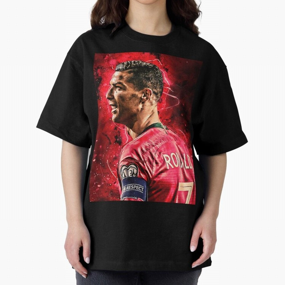 R-o-n-a-l-d-o Design Wallpaper Oversized T-Shirt Wear the Spirit of Match Day Hype around FIFA World Cup 2026 Group Stage, Messi and Cristiano Ronaldo, Portugal, Spain and Germany, Football Passion, Legendary Performances, Festival Vibes and