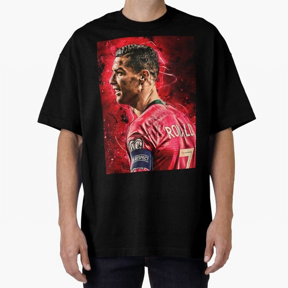 R-o-n-a-l-d-o Design Wallpaper Oversized T-Shirt Wear the Spirit of Match Day Hype around FIFA World Cup 2026 Group Stage, Messi and Cristiano Ronaldo, Portugal, Spain and Germany, Football Passion, Legendary Performances, Festival Vibes and